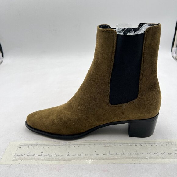 FOWT Olive Green Men Fashion Round Toe Block Low Heel Stretchy Ankle Boots main image 8